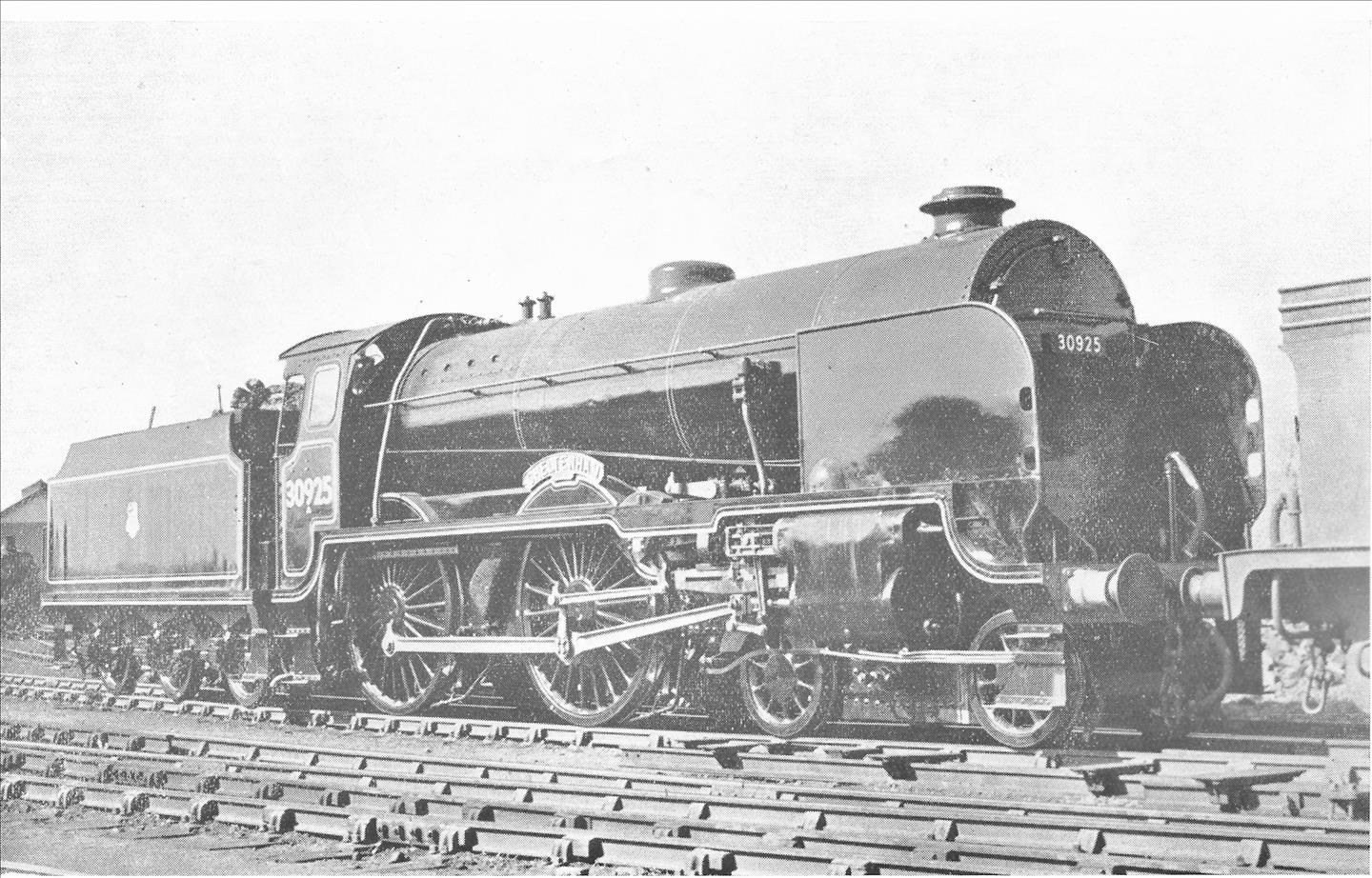 30925 in lined black livery, ex-Eastleigh Works. May 1950. W. Gilburt
